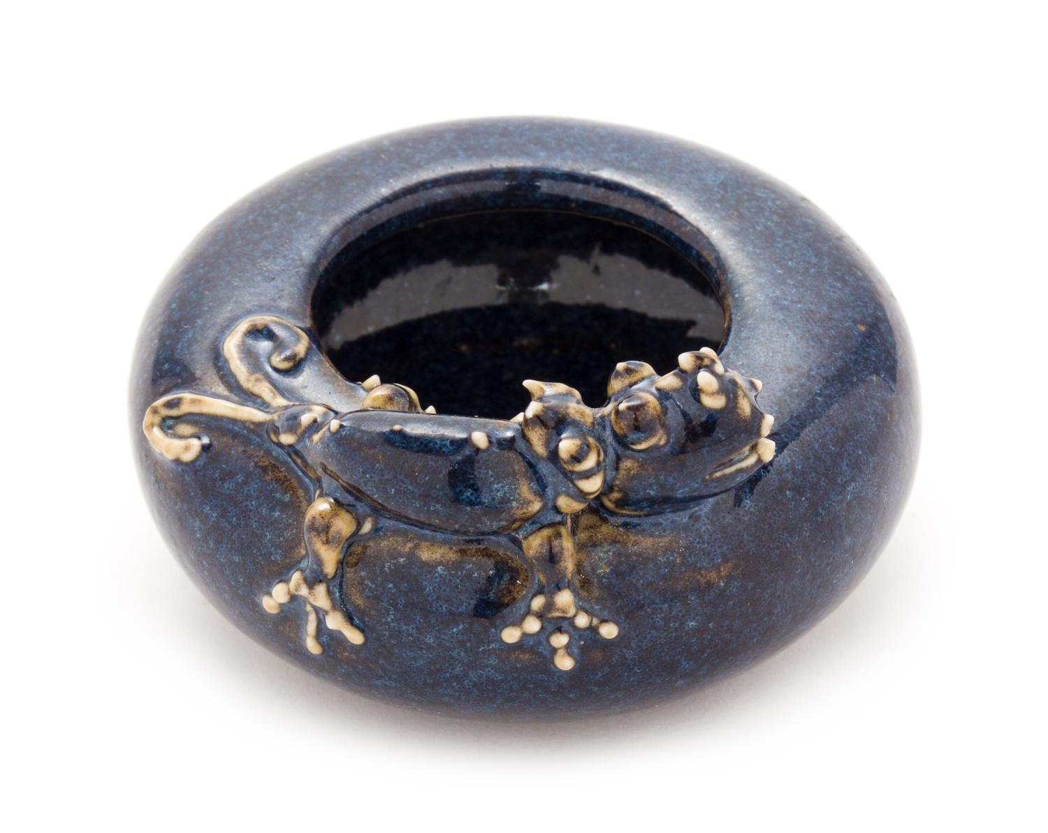 A Blue Glazed Porcelain Water Dropper Diameter 2 3/4 inches.