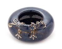 A Blue Glazed Porcelain Water Dropper Diameter 2 3/4 inches.