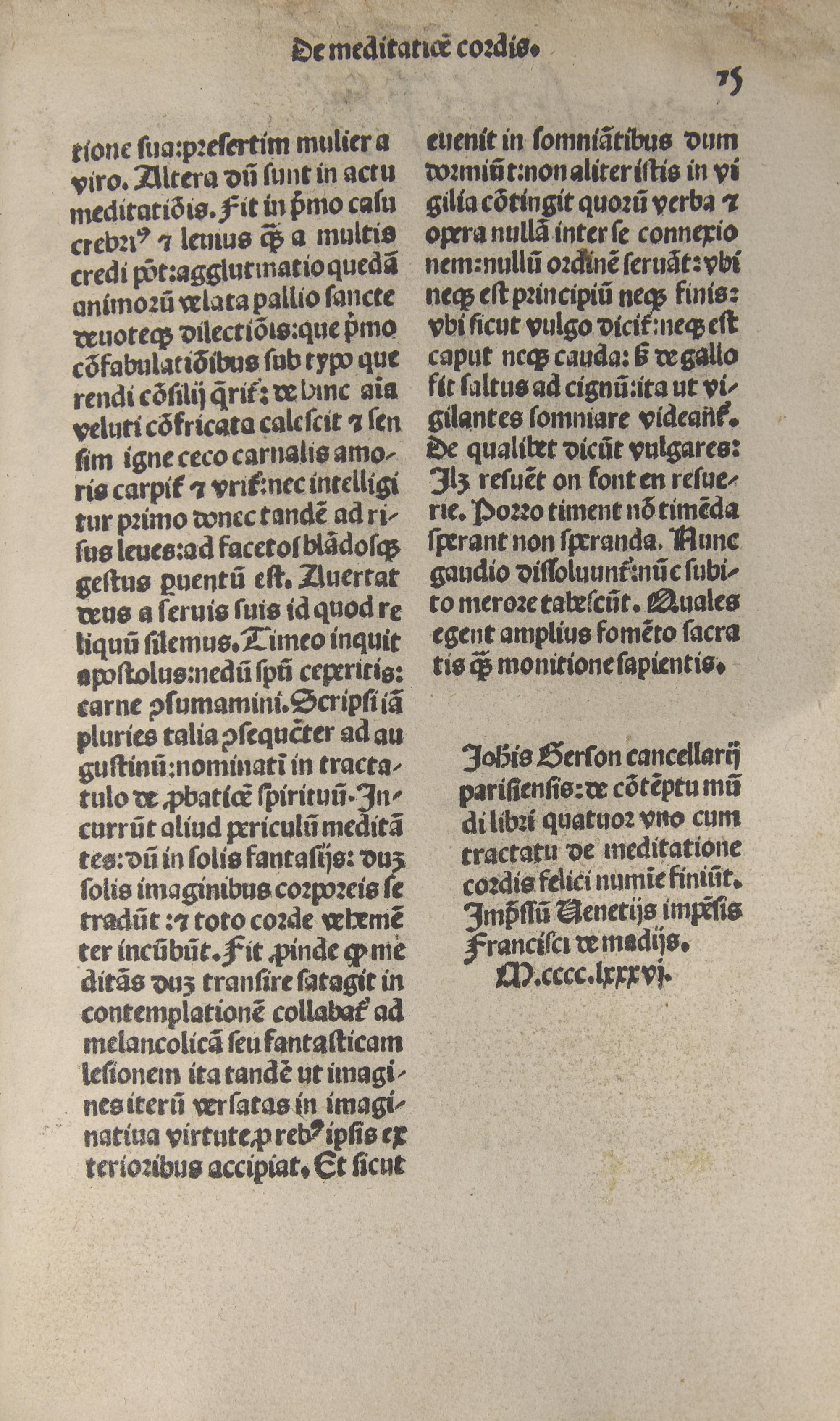 [Early Printing] [Incunable] Kempis, Thomas à, and Johannes Gerson. Imitatio Christi and De meditatione cordis