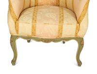 A Pair of Louis XV Style Painted Cove Back Chairs with Scalamandré Silk Damask Upholstery