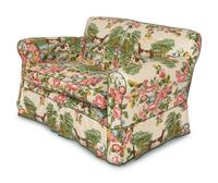 A Printed Cotton-Upholstered Two-Cushion Sofa