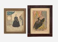 Attributed to The Reading Artist, and Edward Richards, Two Works: Small Portrait of Esther Bast and Small Portrait of a Lady, dated "1844" and circa 1840, respectively