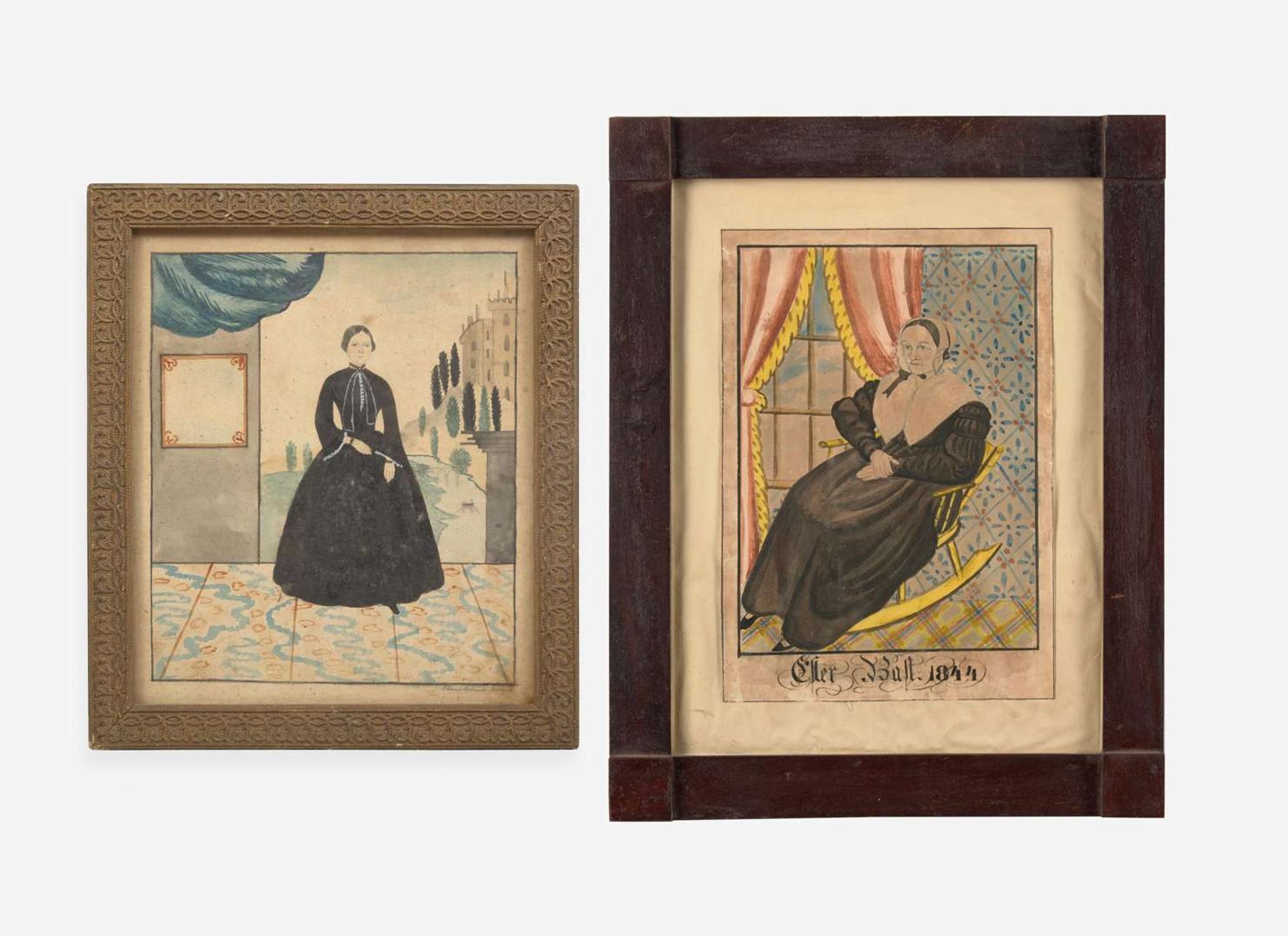 Attributed to The Reading Artist, and Edward Richards, Two Works: Small Portrait of Esther Bast and Small Portrait of a Lady, dated "1844" and circa 1840, respectively