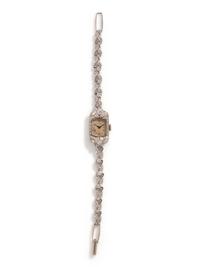 HAMILTON, PLATINUM AND DIAMOND WATCH
