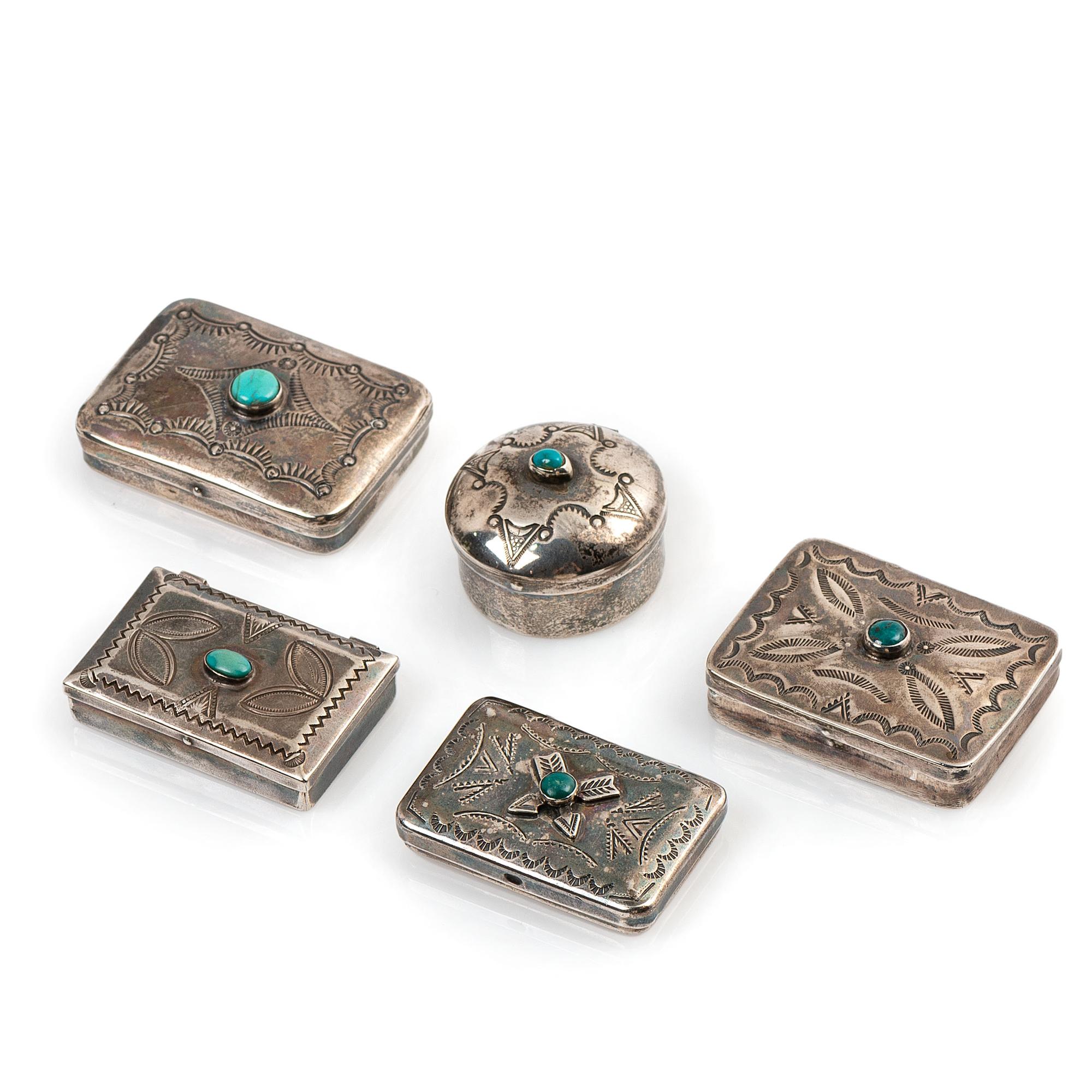 Navajo Stamped Silver Pill Boxes