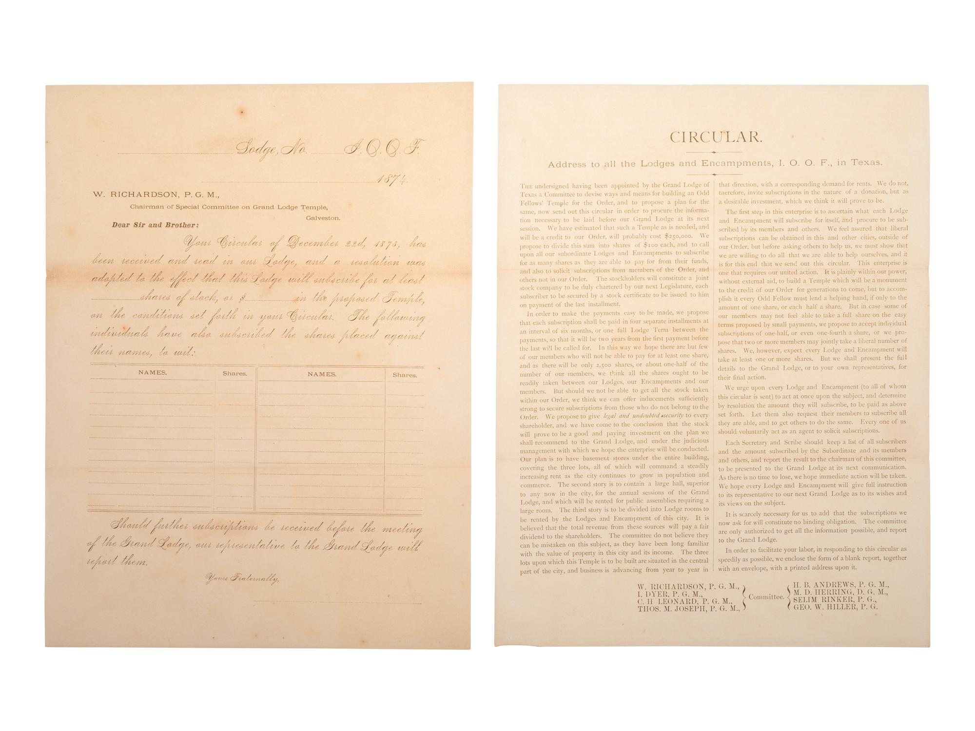 [TEXAS]. 6 photographs and documents related to military subjects in early Texas state history.