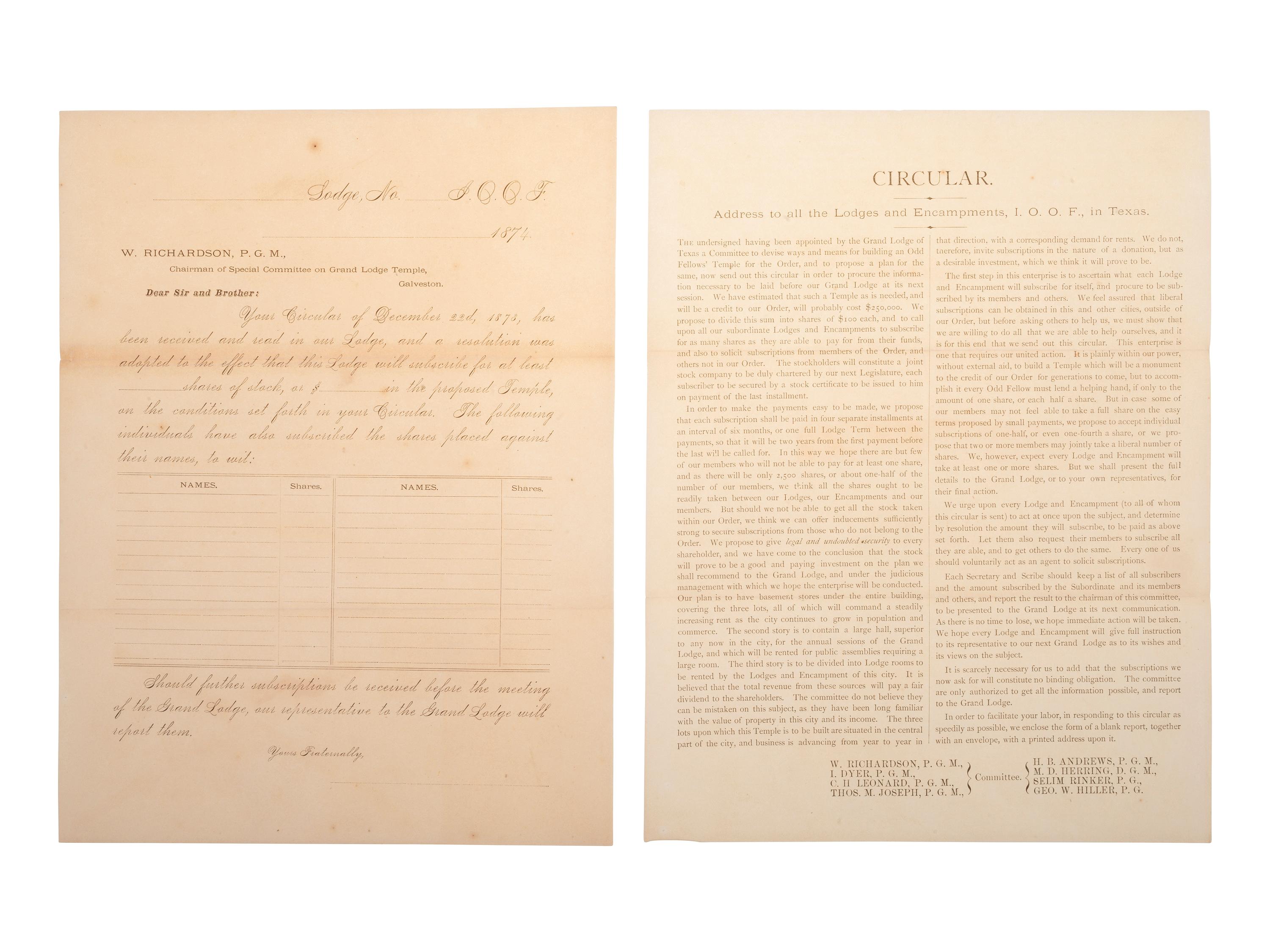 [TEXAS]. 6 photographs and documents related to military subjects in early Texas state history.