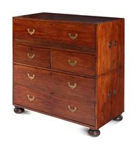 An English Mahogany Campaign Bureau Chest