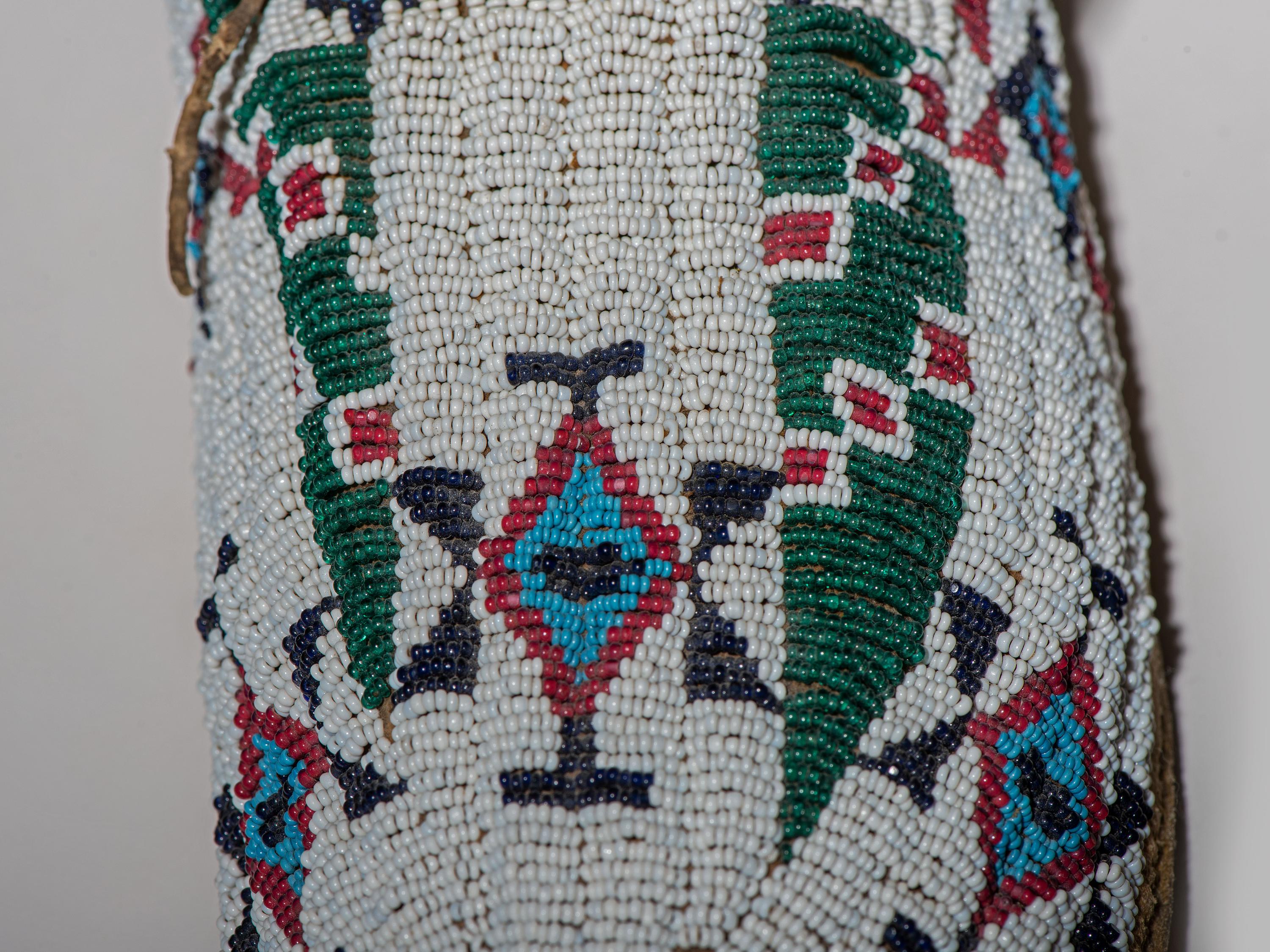 Cheyenne Beaded Buffalo Hide Moccasins