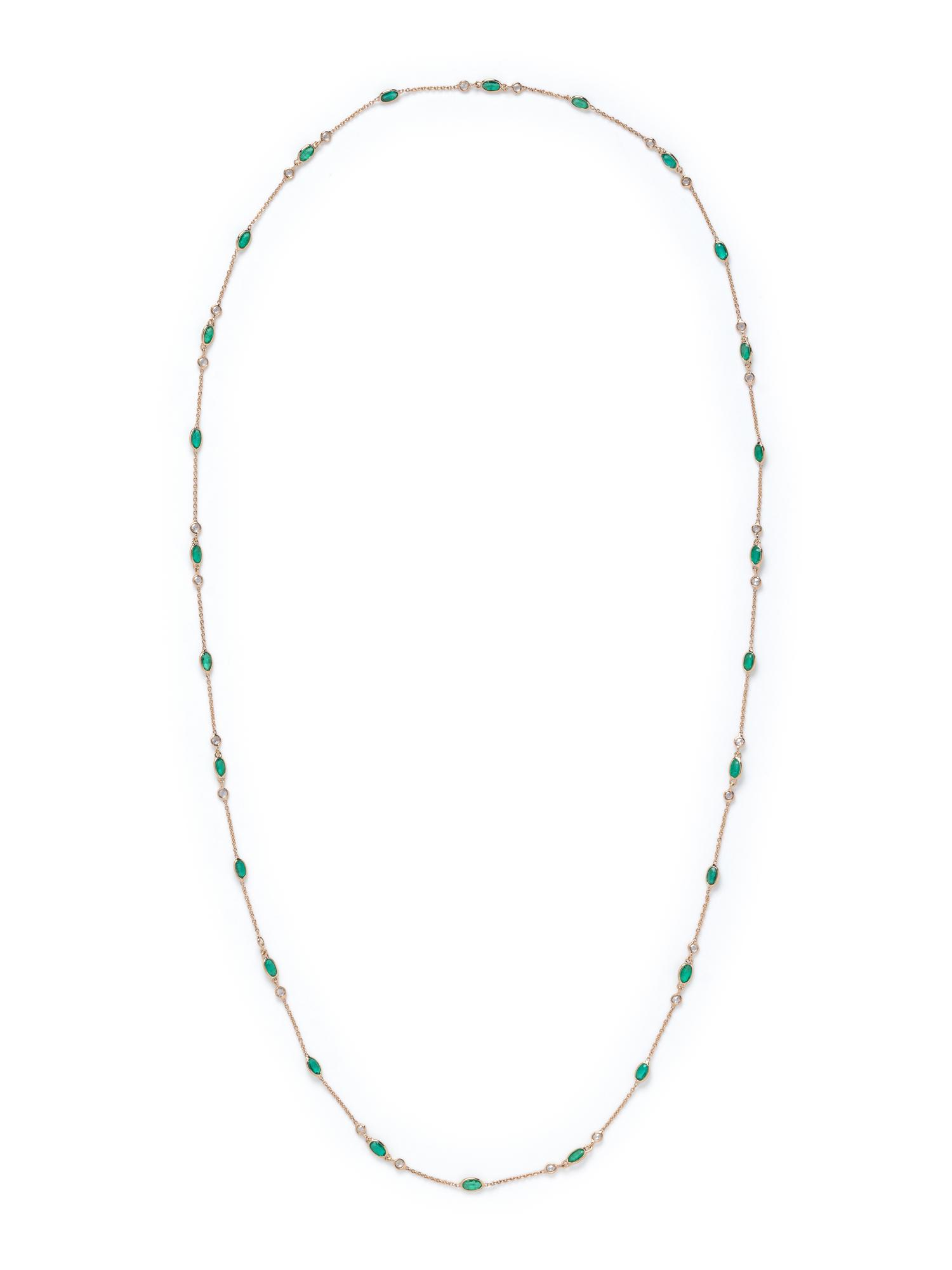 YELLOW GOLD, EMERALD AND DIAMOND NECKLACE