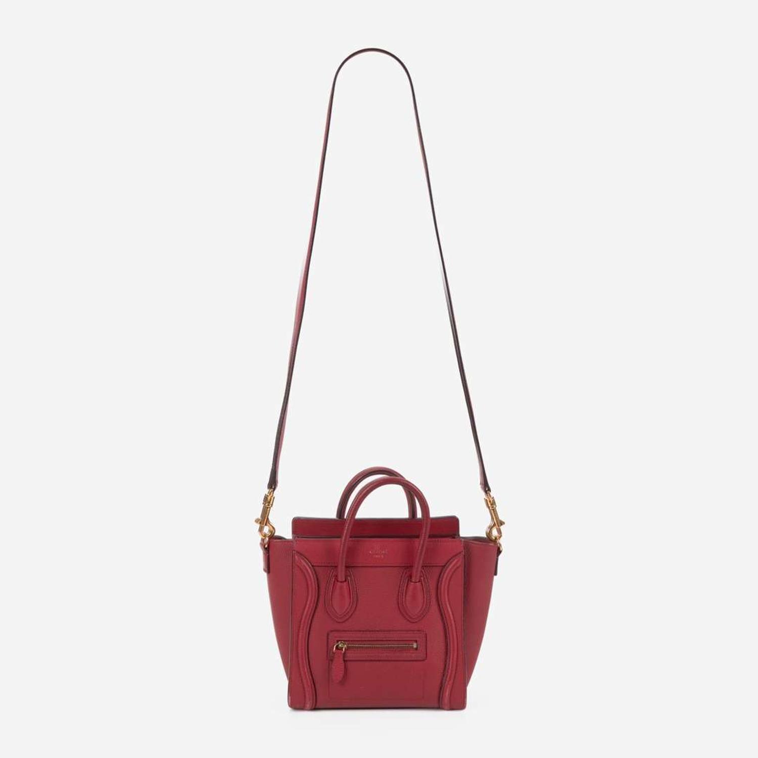 A Celine Nano Luggage Red Leather Handbag Celine
