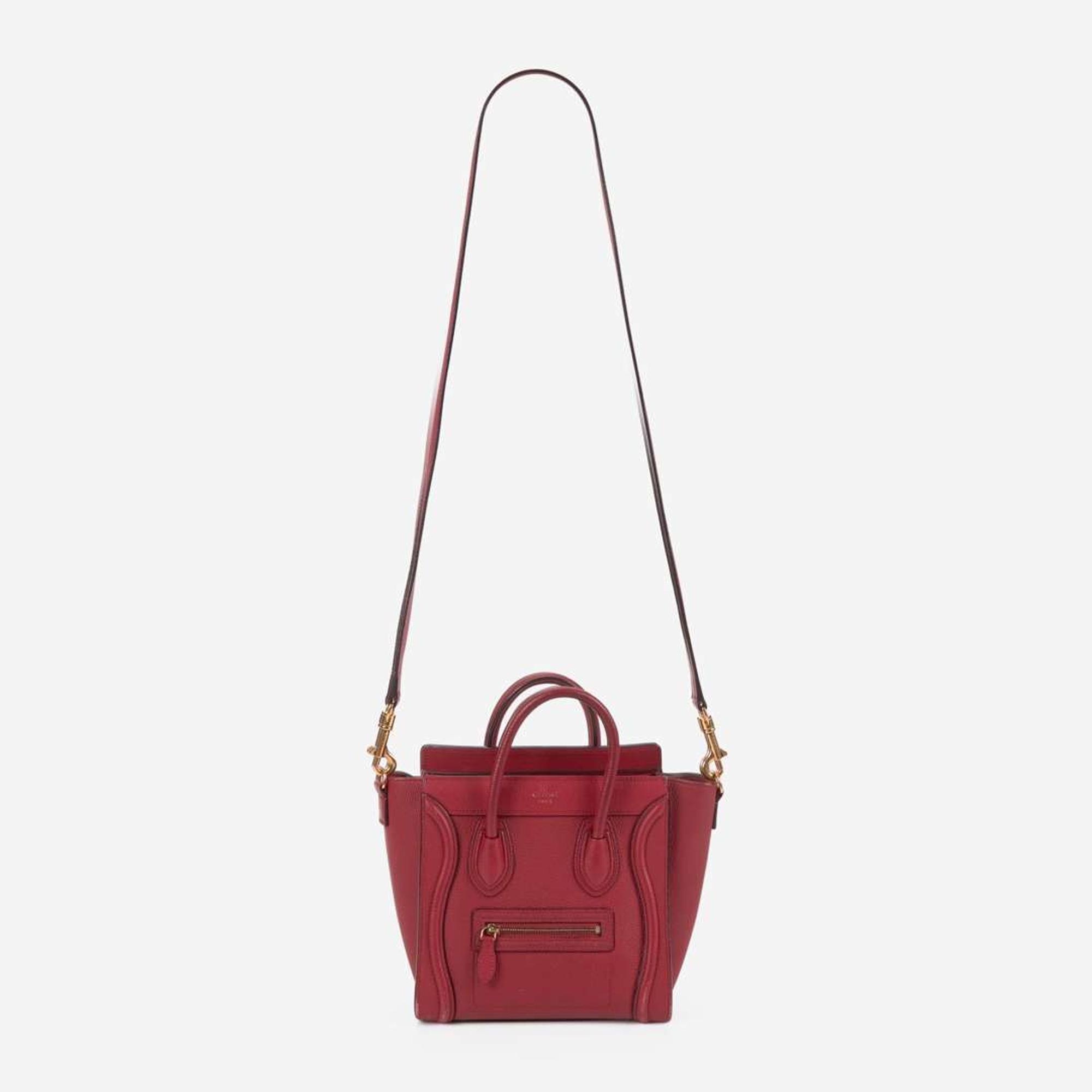A Celine Nano Luggage Red Leather Handbag Celine