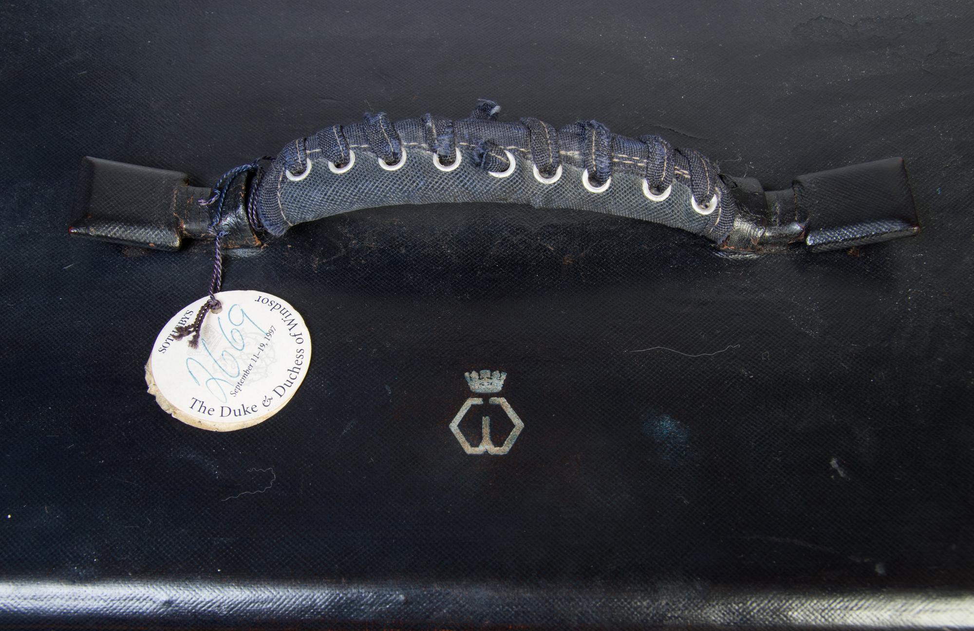 A Duchess of Windsor Goyard Travel Jewelry Case, 17" x 9" x 9".