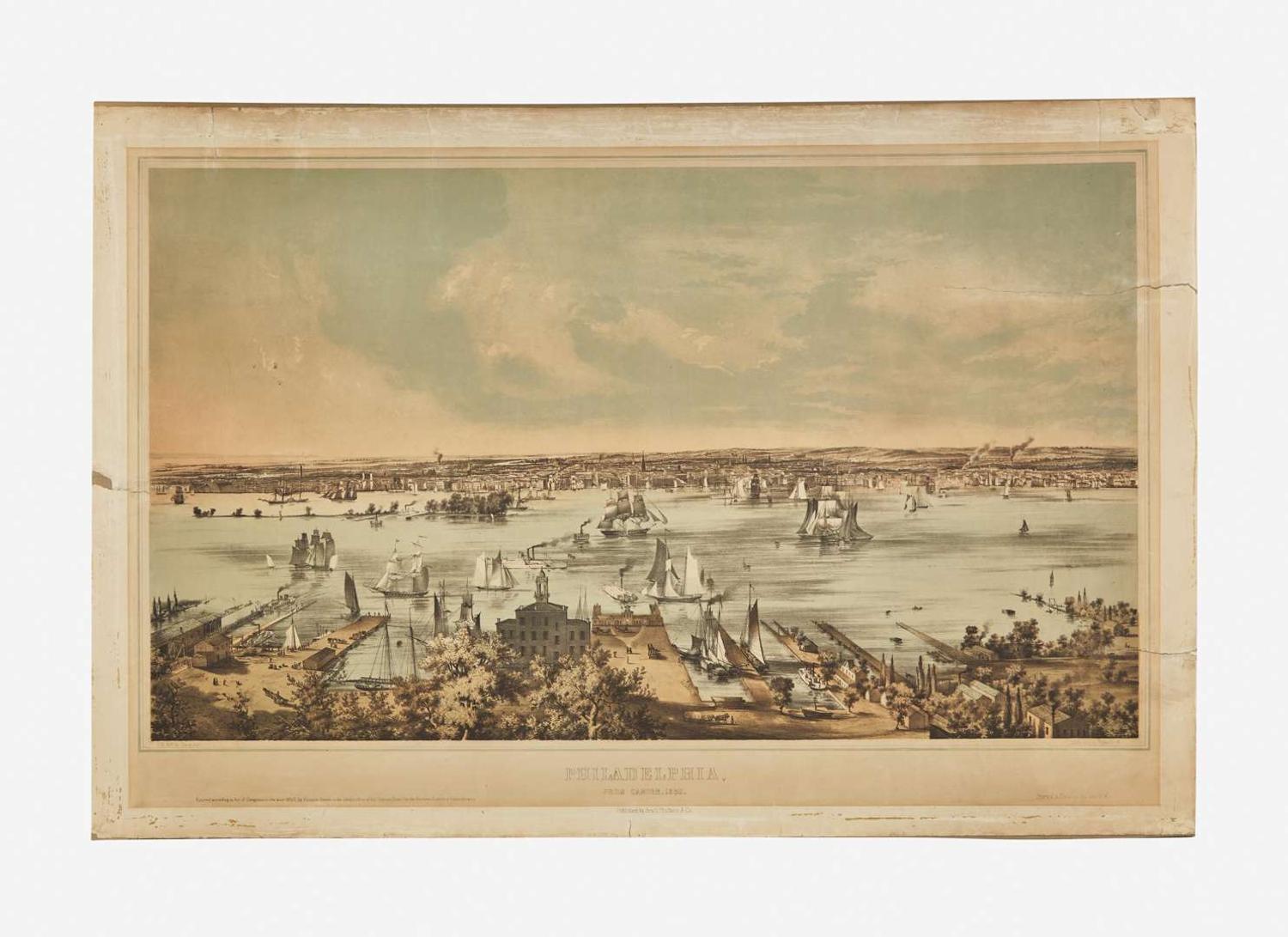 [Philadelphia & Pennsylvania] Hill, John William, and Benjamin Francis Smith: Philadelphia, from Camden, 1850