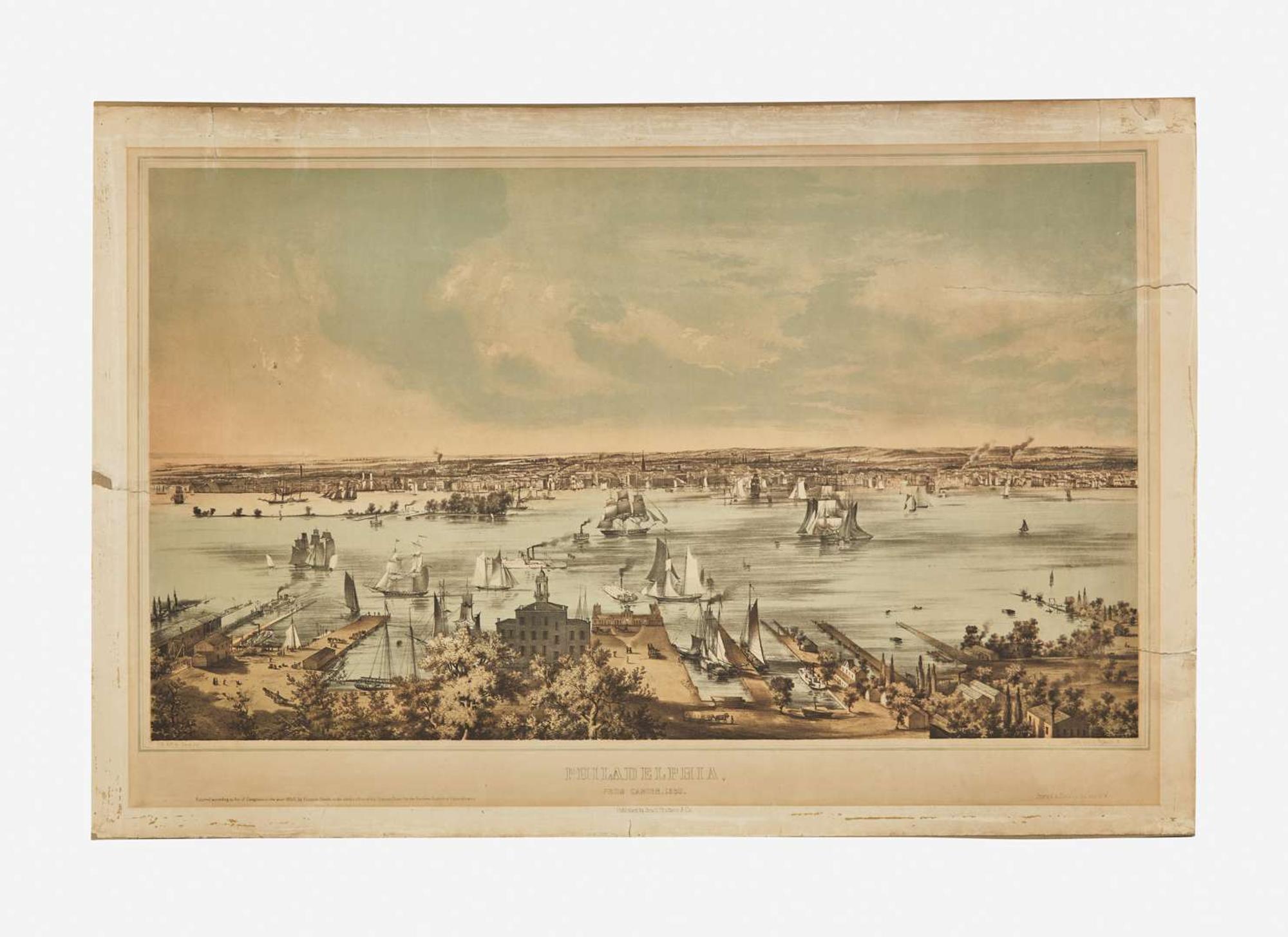 [Philadelphia & Pennsylvania] Hill, John William, and Benjamin Francis Smith: Philadelphia, from Camden, 1850
