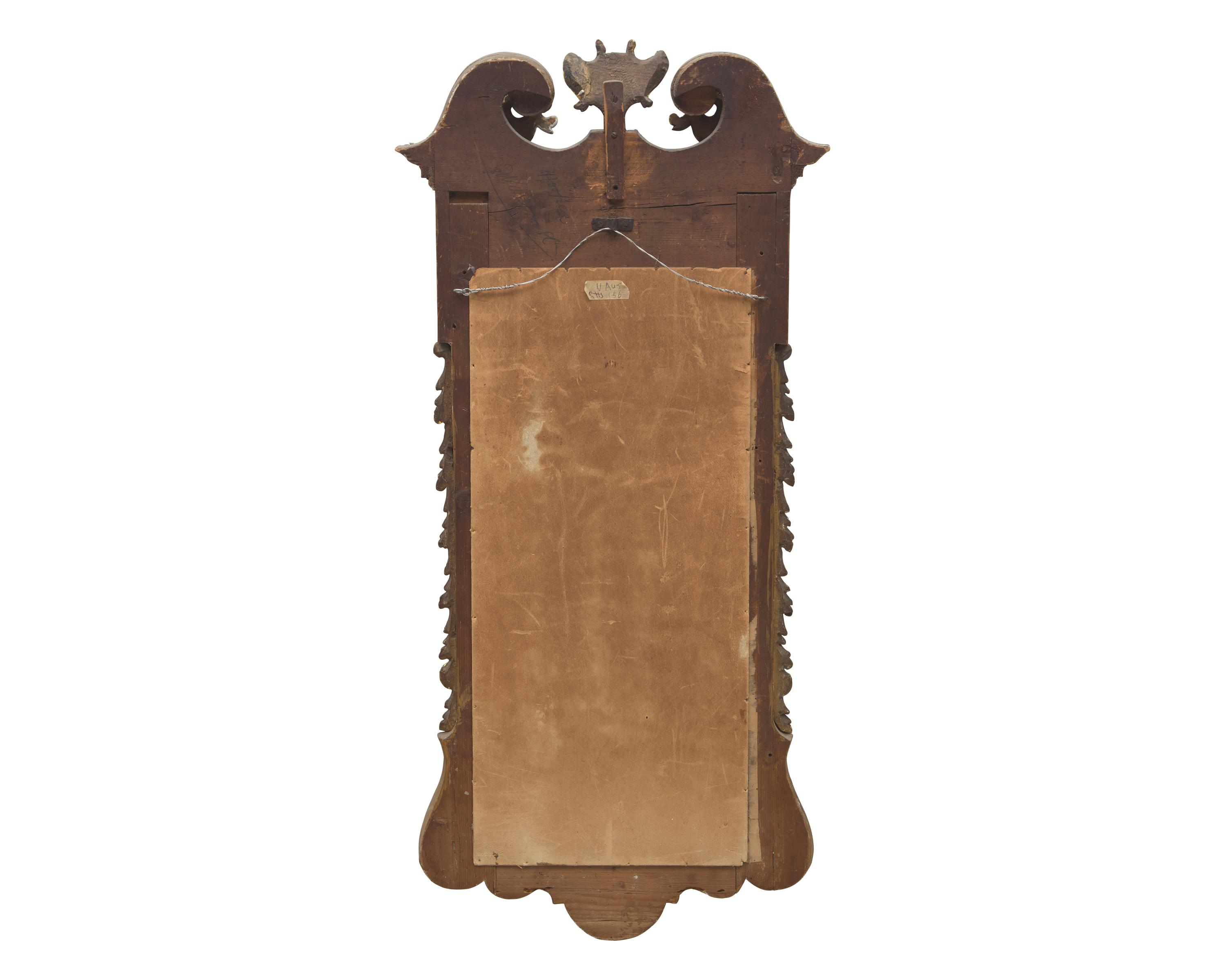 A George III Mahogany Veneered and Parcel-Gilt Looking Glass