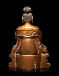 A Chinese Gilt Lacquered Wood Figure of Guanyin