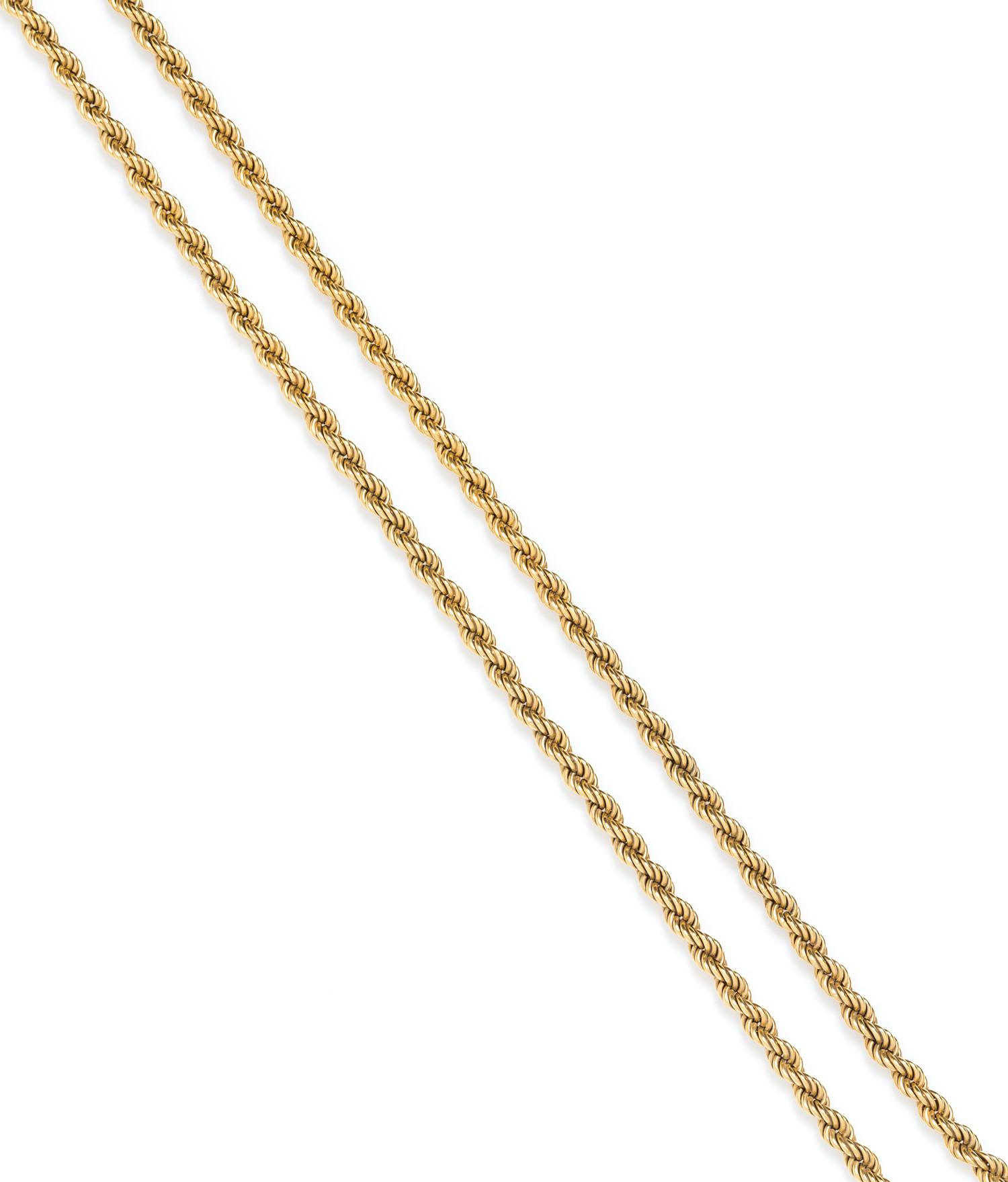 An 18 Karat Yellow Gold Longchain Rope Necklace, 51.96 dwts.
