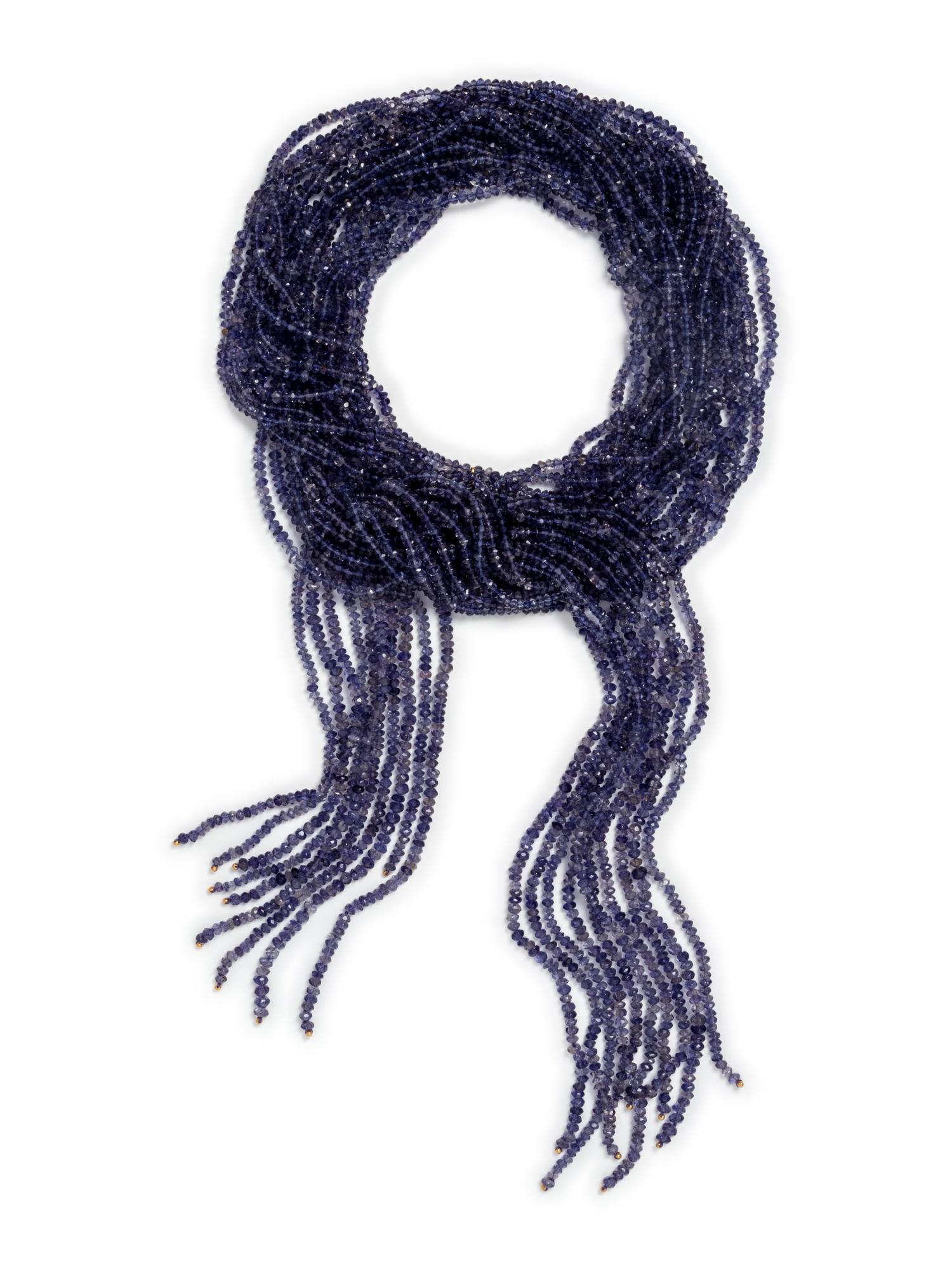 IOLITE BEAD SCARF STYLE NECKLACE