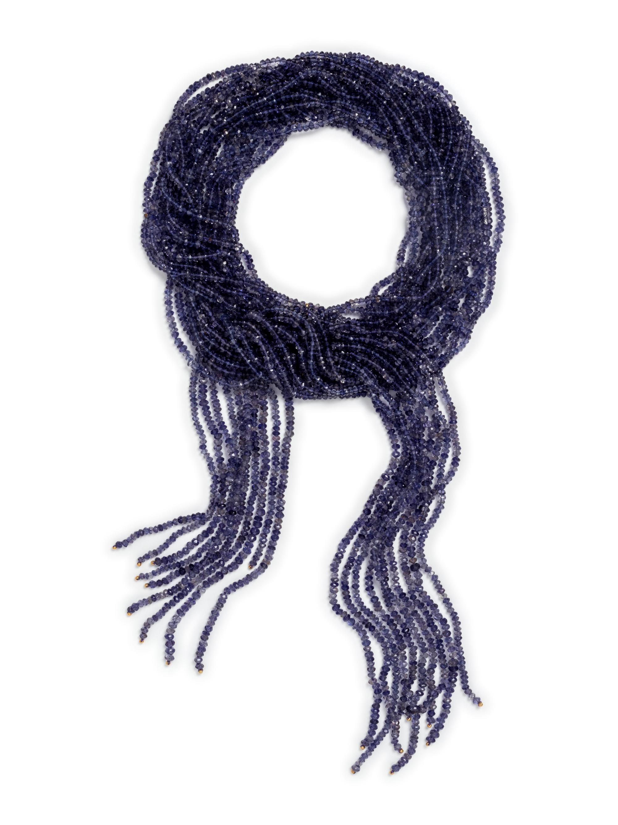 IOLITE BEAD SCARF STYLE NECKLACE