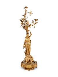 A Neoclassical Gilt Bronze Figural Candelabrum