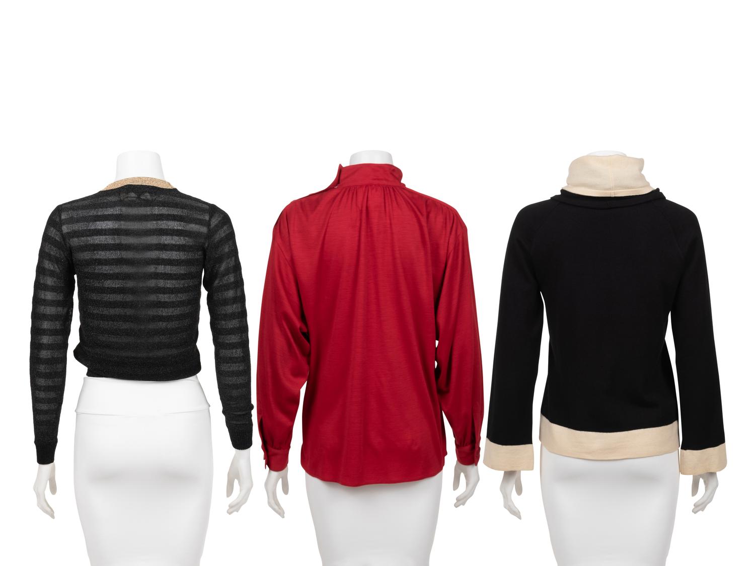 Three Designer Tops: Two YSL and One Chloé, 1980-90s