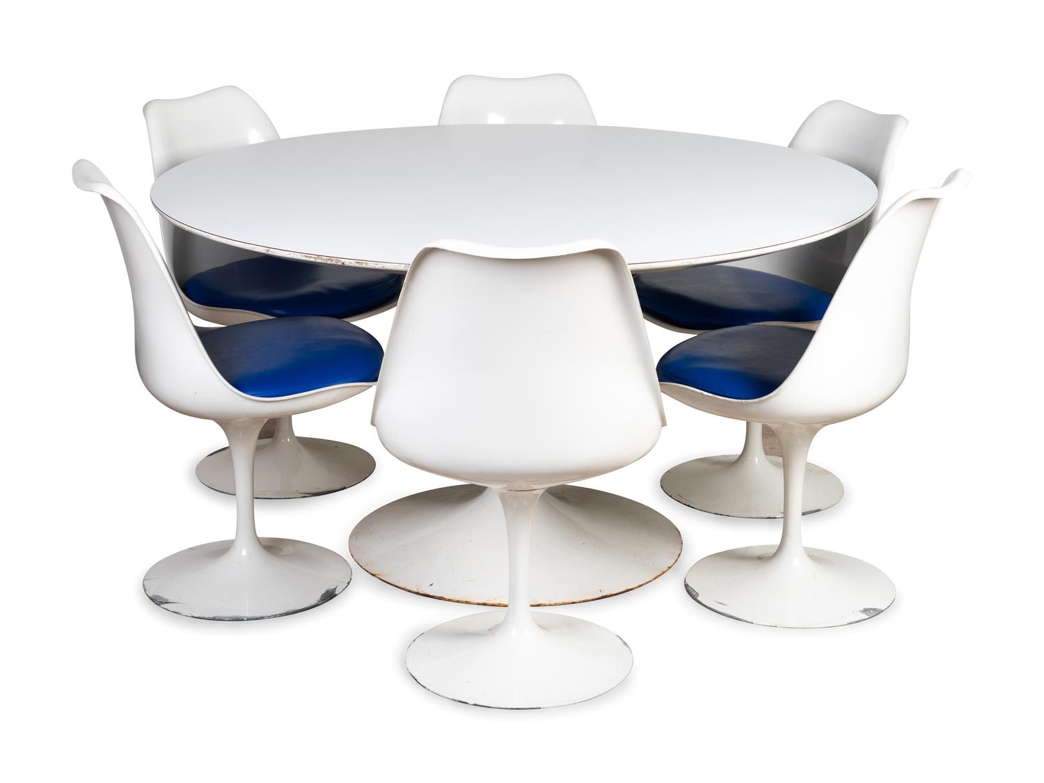 Tulip Dining Set, comprising of six side chairs and a dining table, Knoll, USA