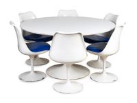 Tulip Dining Set, comprising of six side chairs and a dining table, Knoll, USA