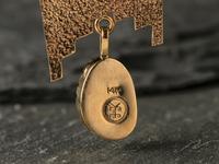 14K Gold Tufa Cast Necklace, with Turquoise and Coral Inlay