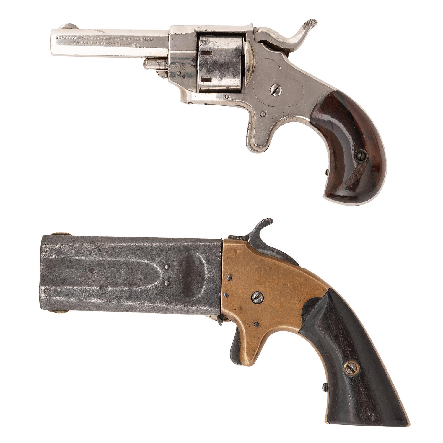 Lot of Two Antique Handguns: American Arms O&U Derringer and Forehand & Wadsworth Revolver