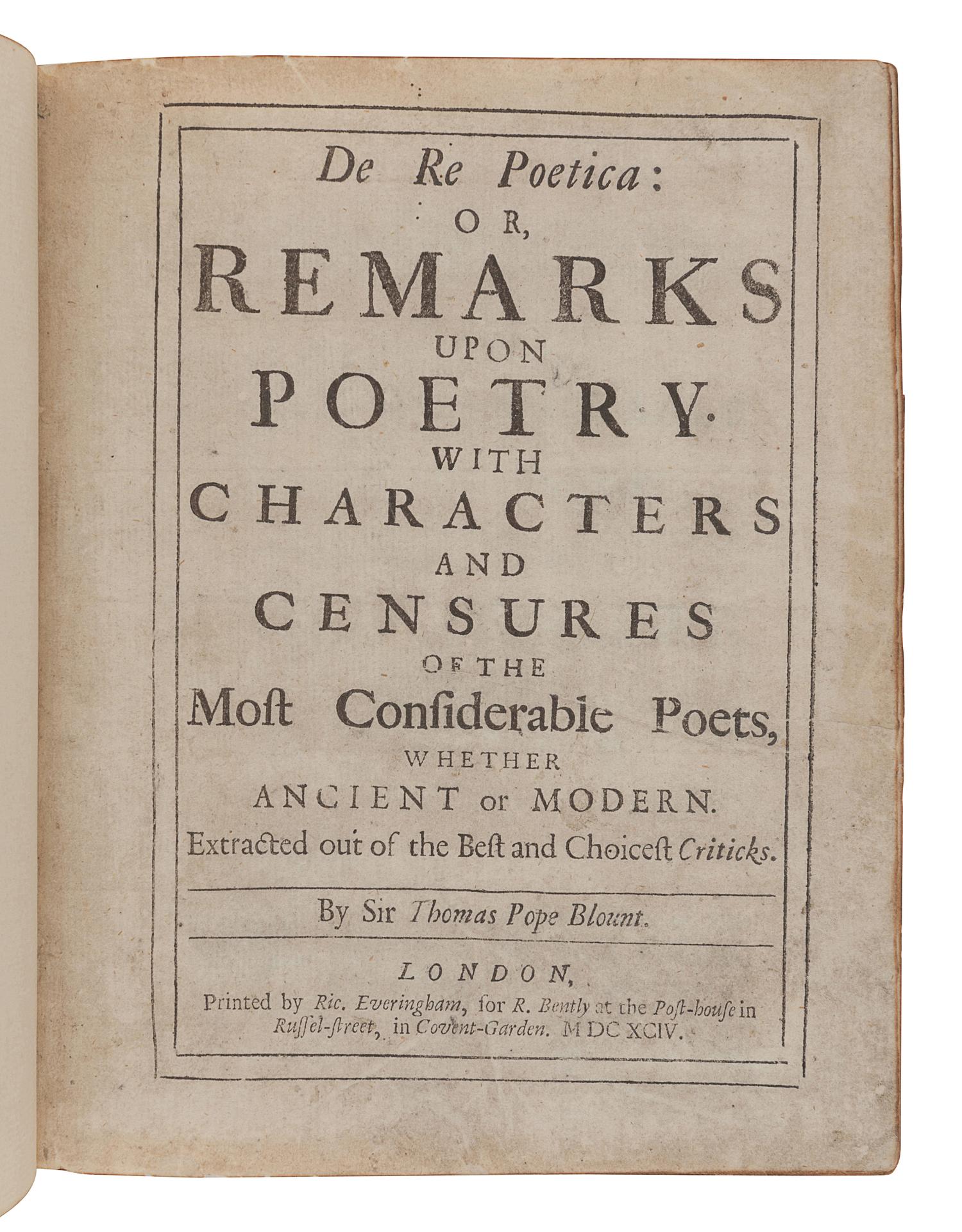 [ENGLISH LITERATURE & HISTORY]. A group of 6 works, comprising: