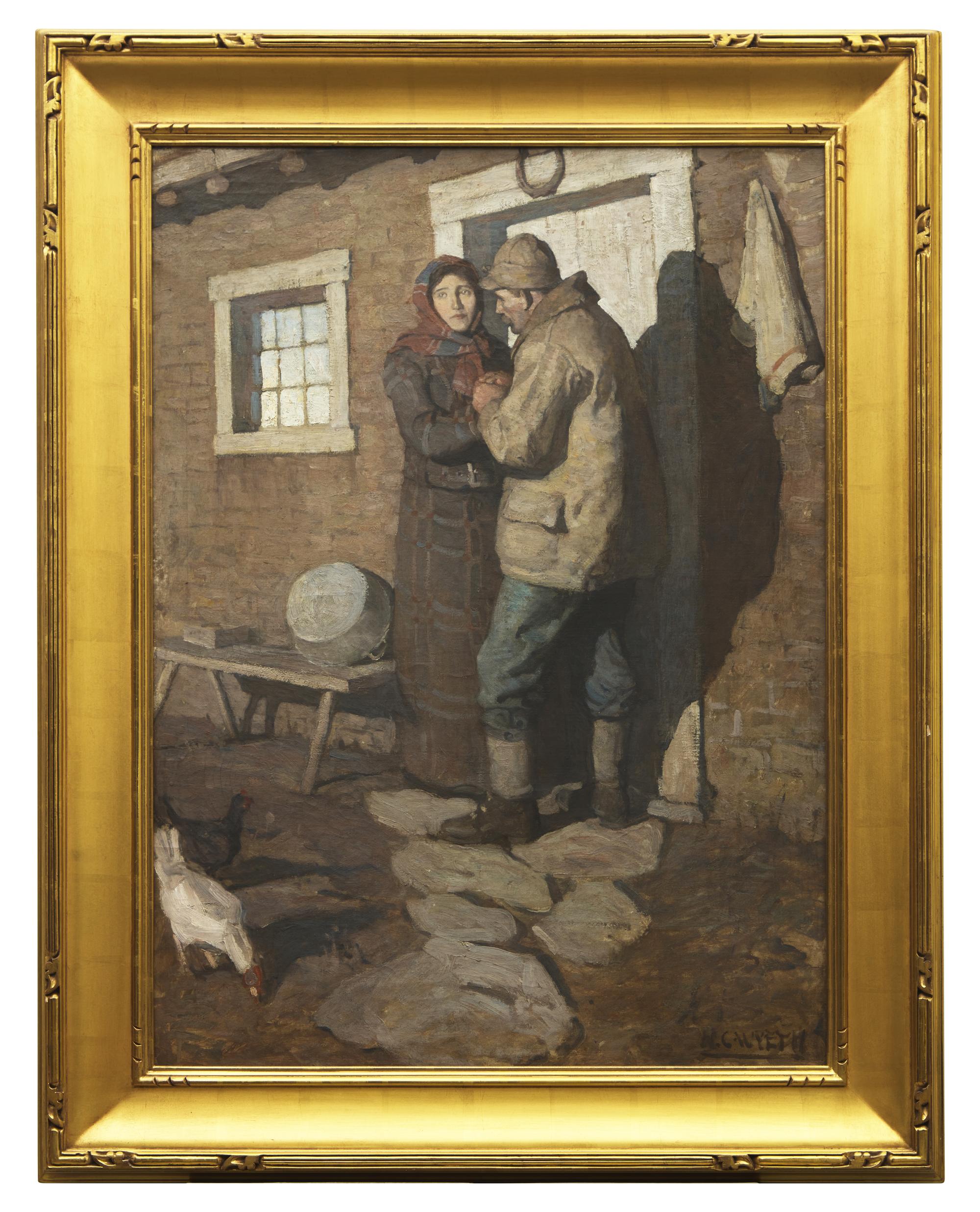 At the door of their little cabin, he kissed her , 1911