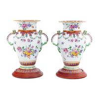 A Pair of Porcelain Urns with Dragon Handles
