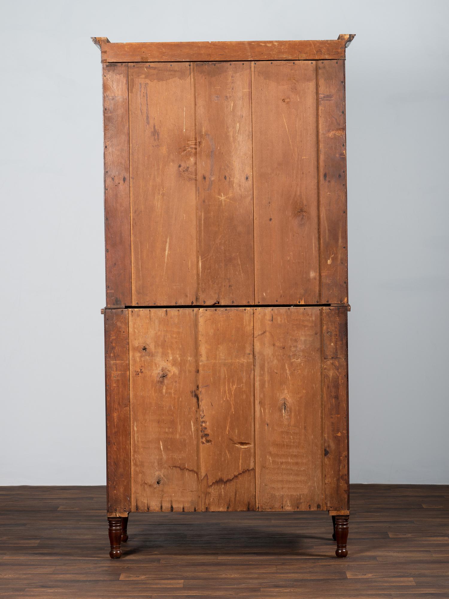 A Federal Figured Mahogany Secretary Bookcase