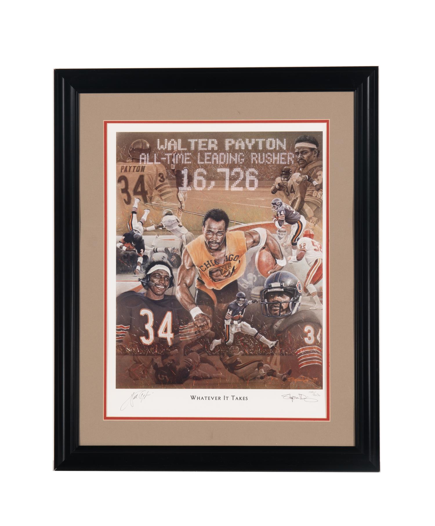 A Walter Payton Signed Autograph “Whatever It Takes" Limited Edition Framed Lithograph