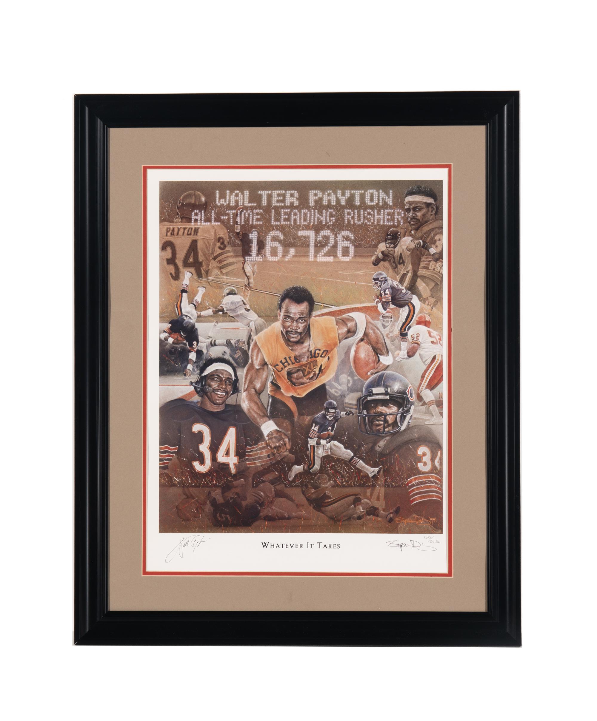 A Walter Payton Signed Autograph “Whatever It Takes" Limited Edition Framed Lithograph
