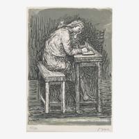 Henry Moore (British, 1898-1986) Girl Seated at Desk VII