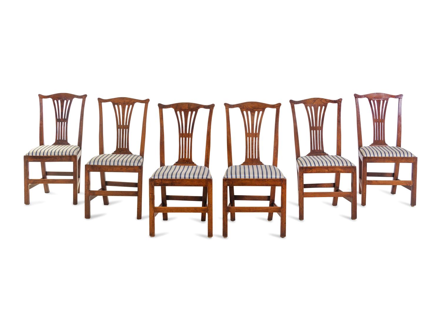 A Set of Six George III Elm Dining Chairs