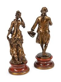 A Pair of French Patinated Bronze Figures
