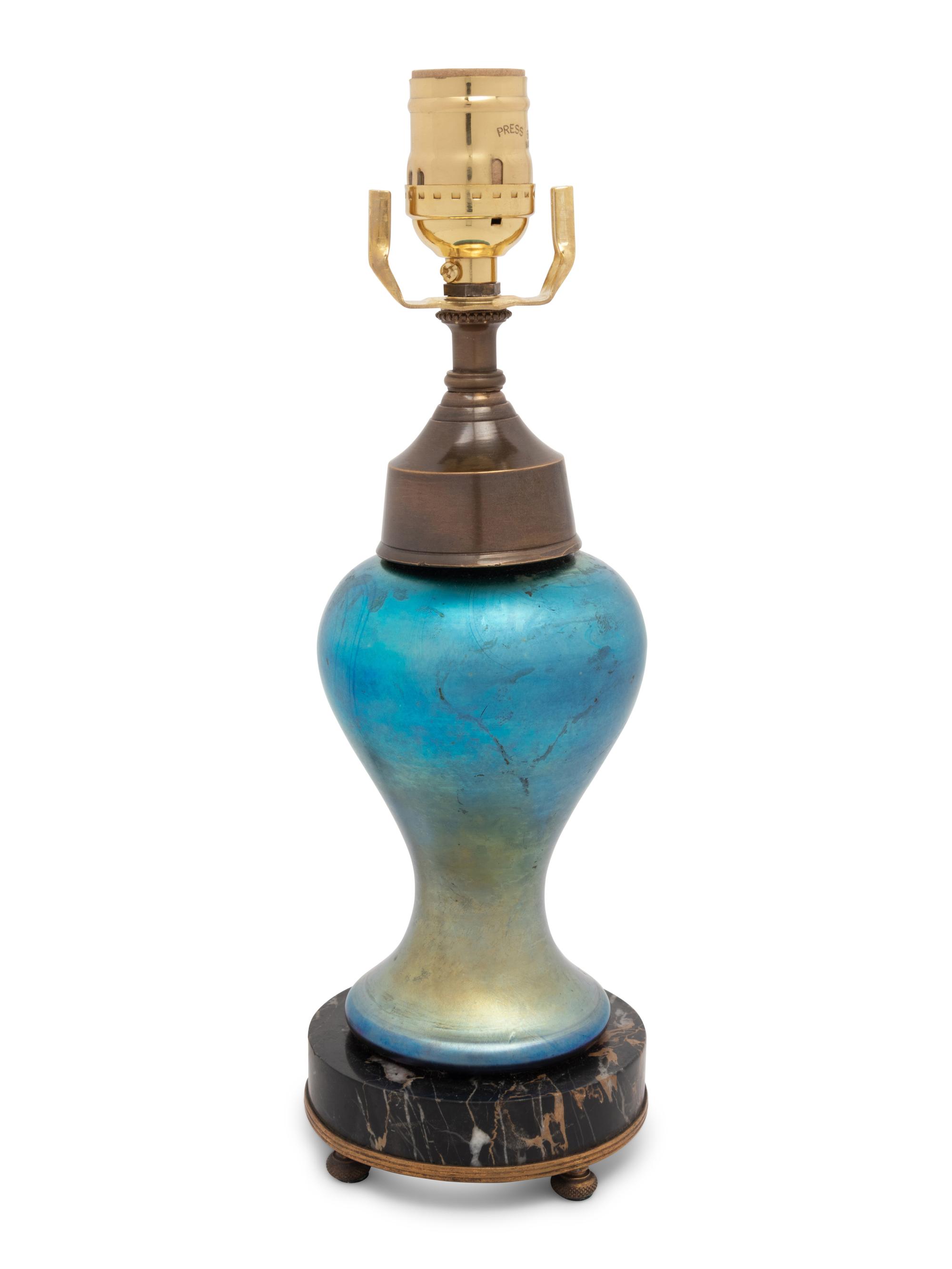 An Aurene Glass Vase Mounted as a Lamp