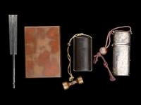 A Rare Japanese Silver Portable Tool Kit and Three Writing Sets