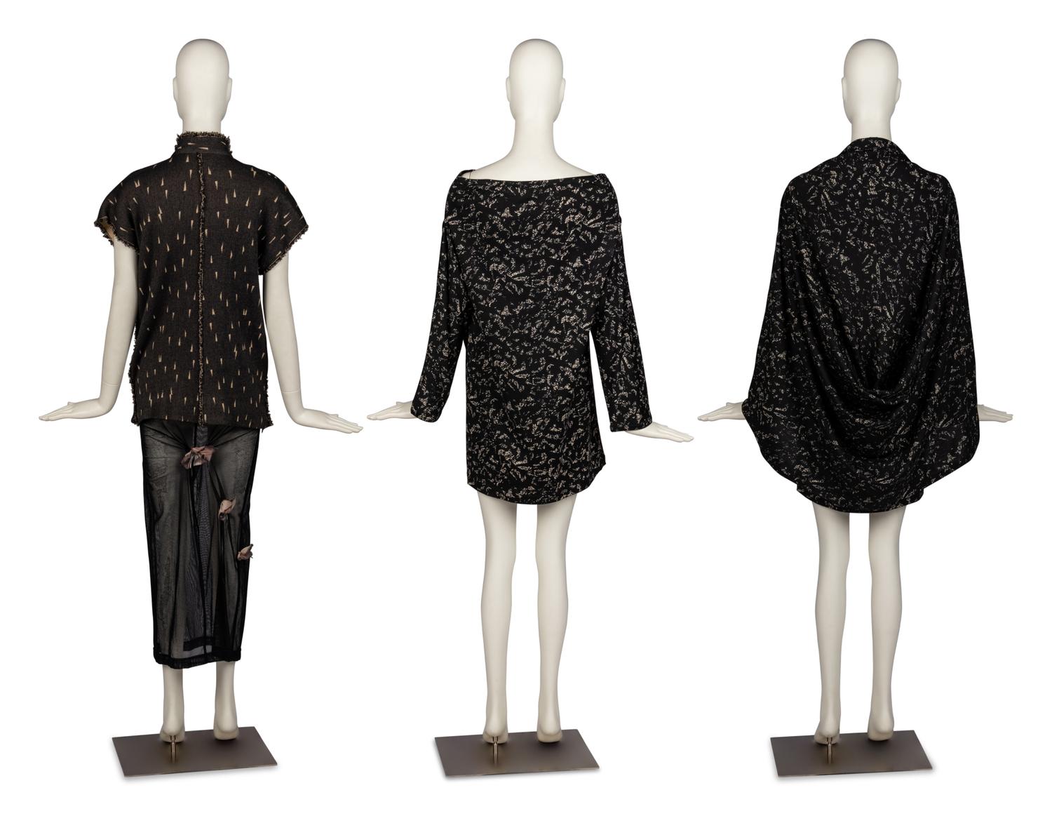 Issey Miyake Top, Dolce & Gabbana Skirt, with Comme des Garçons Knit Top and Shawl