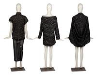 Issey Miyake Top, Dolce & Gabbana Skirt, with Comme des Garçons Knit Top and Shawl