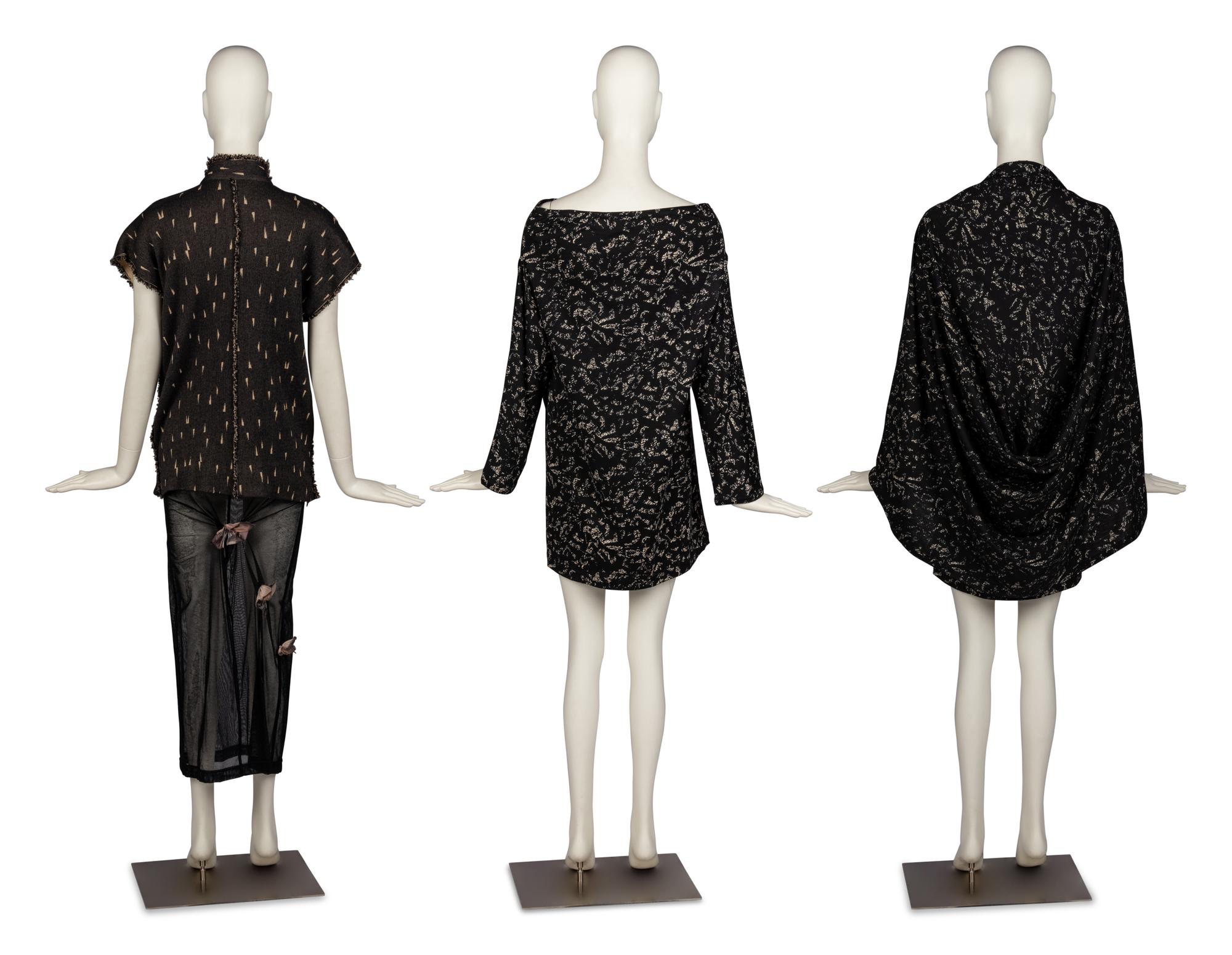 Issey Miyake Top, Dolce & Gabbana Skirt, with Comme des Garçons Knit Top and Shawl