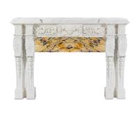 An Italian Baroque Style Carved White and Rosso Levanto Marble Chimneypiece
