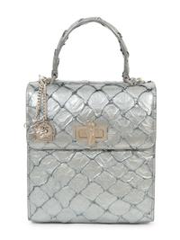Cecy Martinez Silver Fish Skin Handbag