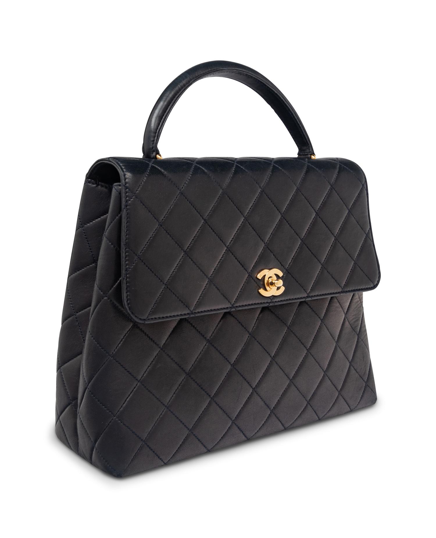 Chanel Top-Handle Bag in Navy Lambskin