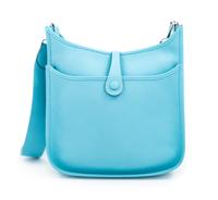 An Hermès Turquoise Evelyne III PM Bag, 12.75" H x 11.25" W x 3.25" D; Strap drop: 24.5"- 27.75".
