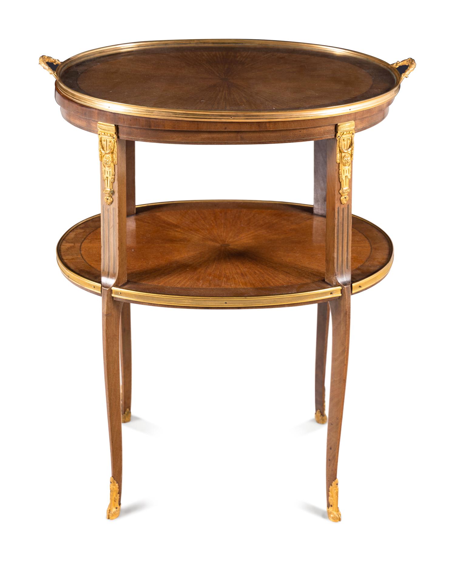 A Louis XVI Style Gilt Bronze Mounted Two-Tier Serving Table