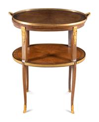 A Louis XVI Style Gilt Bronze Mounted Two-Tier Serving Table